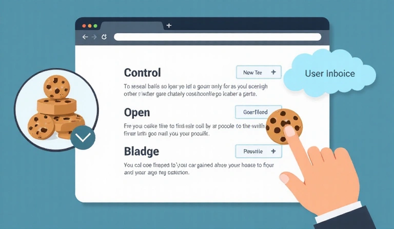 Osoba klikající na nastavení souborů cookie v prohlížeči, s grafickým znázorněním ovládacích prvků