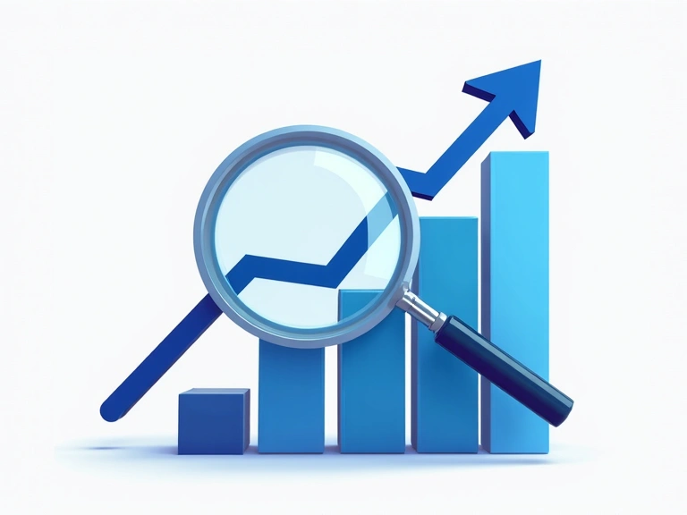 Abstraktní graf ukazující růst nebo ikona vyhledávacího pole