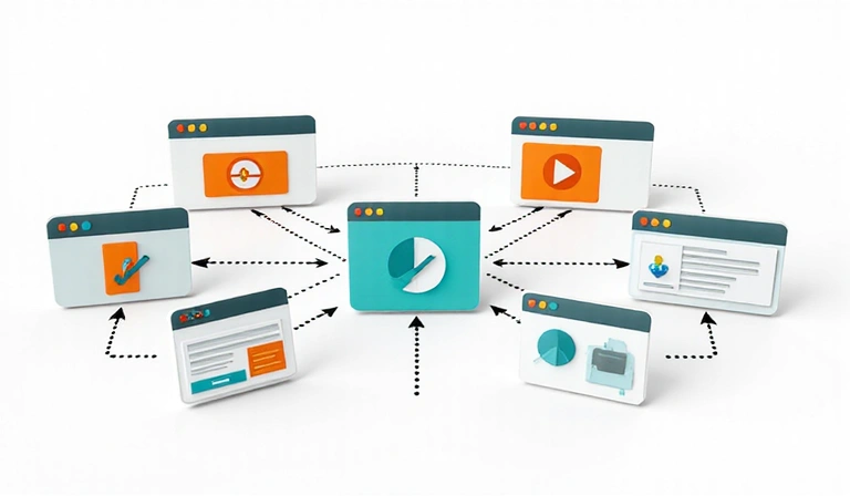 Illustration of interconnected websites, symbolizing third-party links